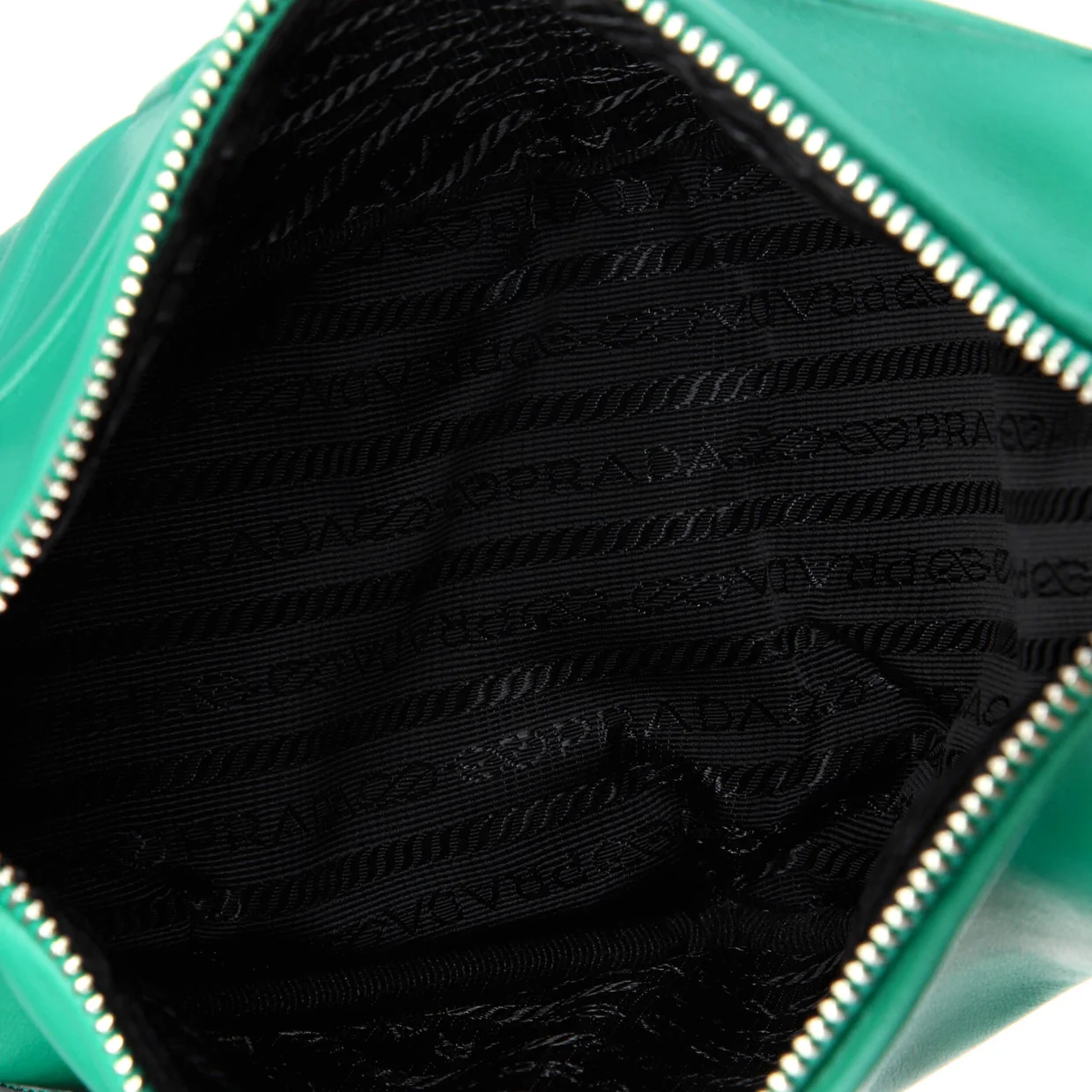 Triangle Logo Zip Chain Crossbody Bag Embossed Leather Small - Deep Luxury