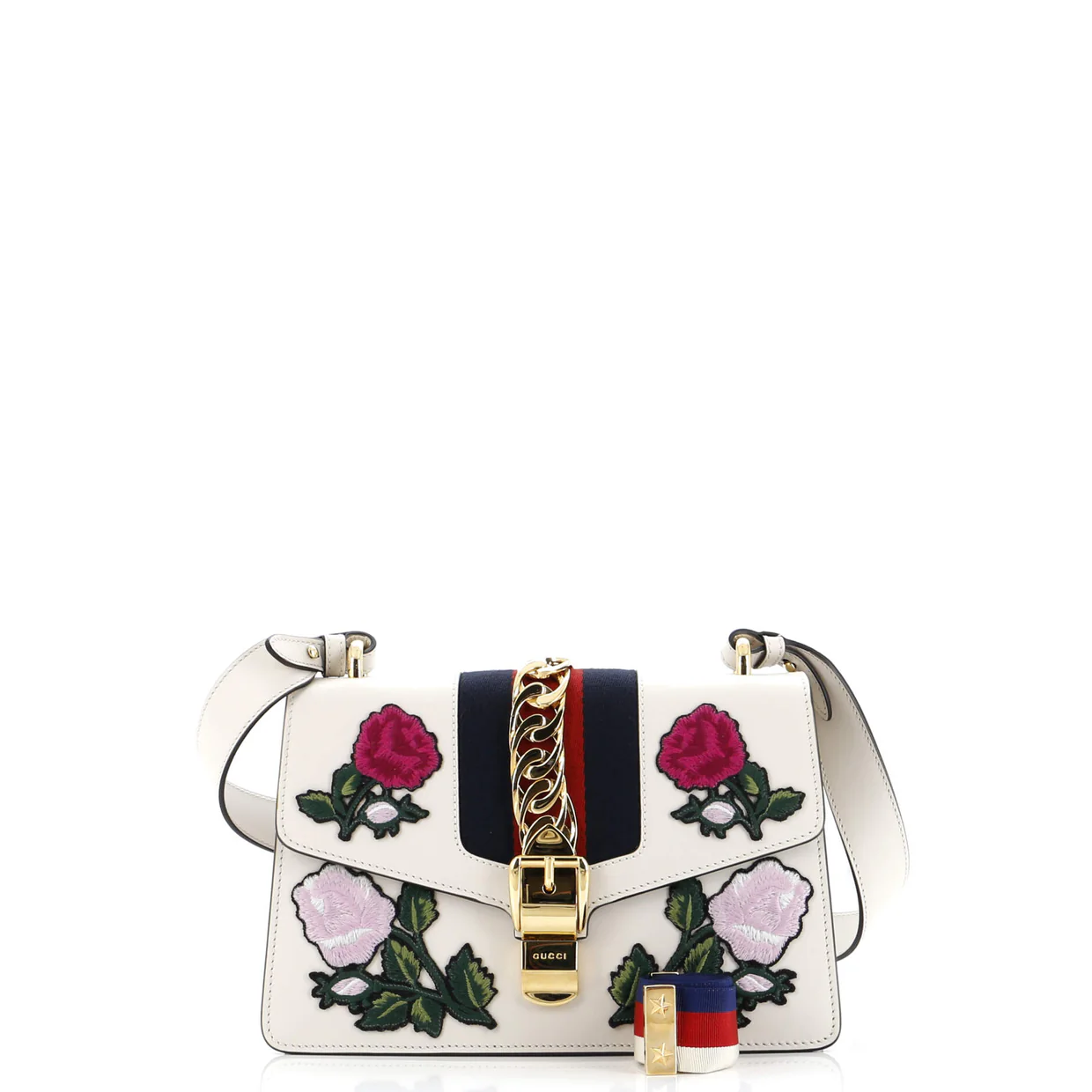 Sylvie Shoulder Bag Embroidered Leather Small - Deep Luxury