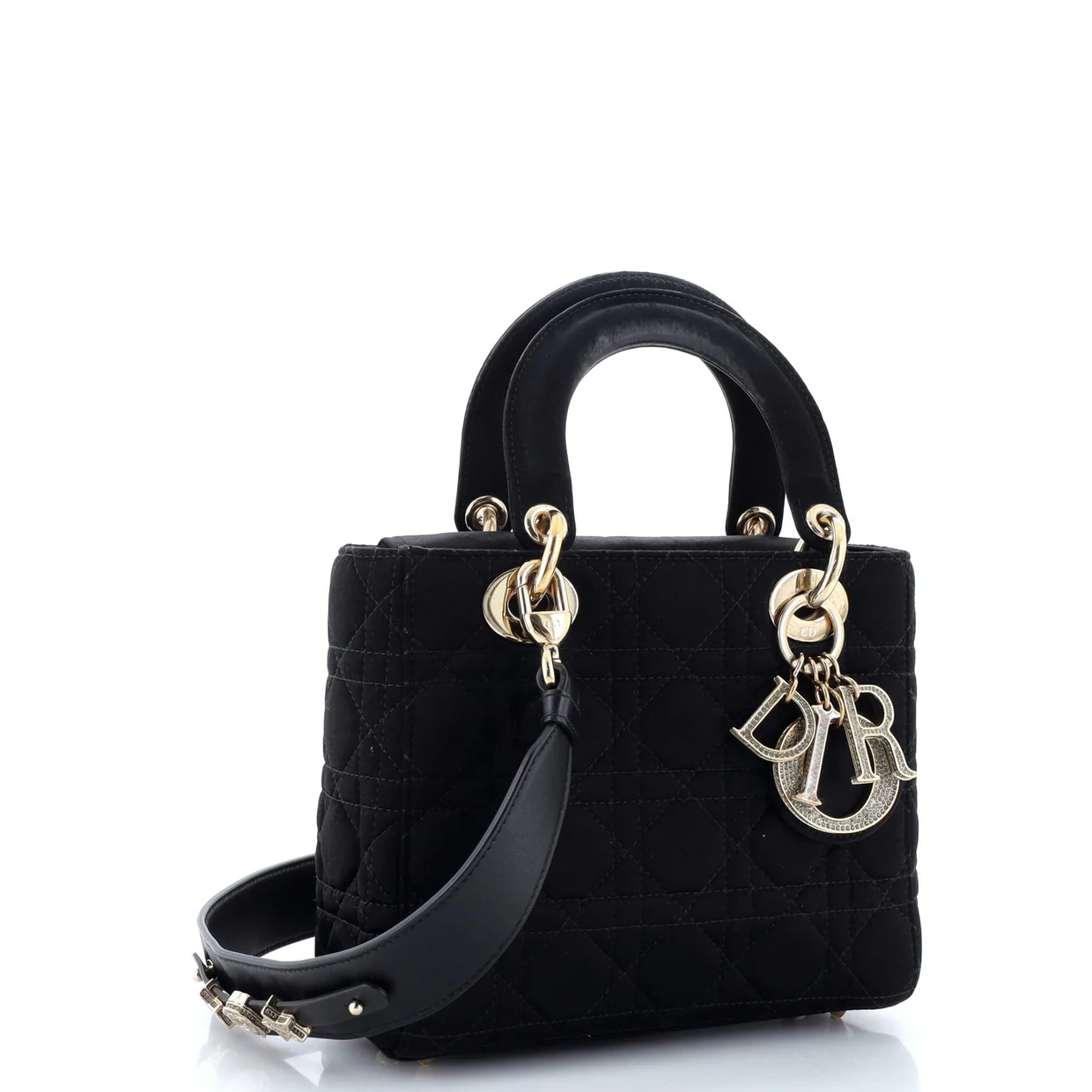 My ABCDior Lady Dior Bag Cannage Quilt Satin with Crystal Charms - Deep Luxury