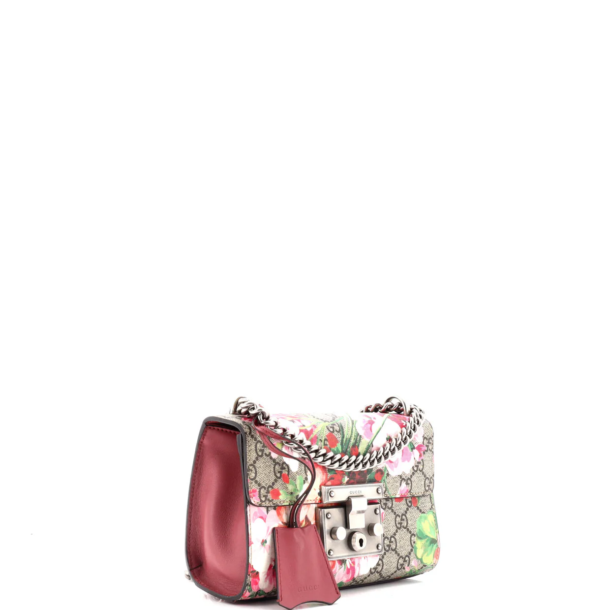 Padlock Shoulder Bag Blooms Print GG Coated Canvas Small - Deep Luxury