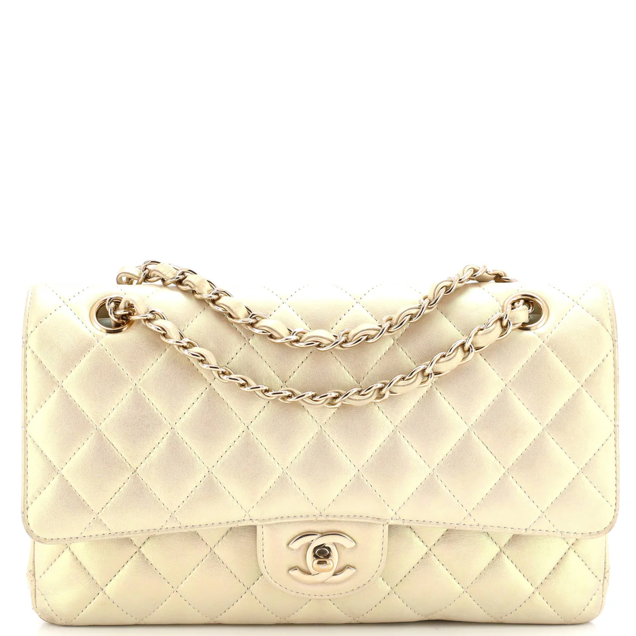 Classic Double Flap Bag Quilted Iridescent Lambskin Medium - Deep Luxury