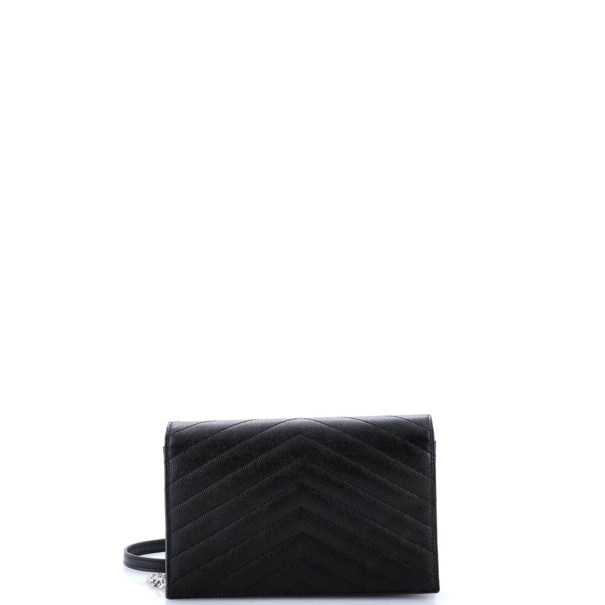 Classic Monogram Wallet on Chain Matelasse Chevron Metallic Leather Small - Deep Luxury