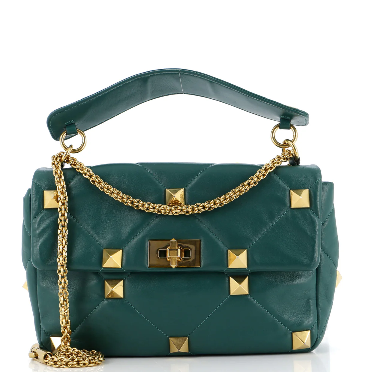 Roman Stud Flap Bag Quilted Leather Large - Deep Luxury