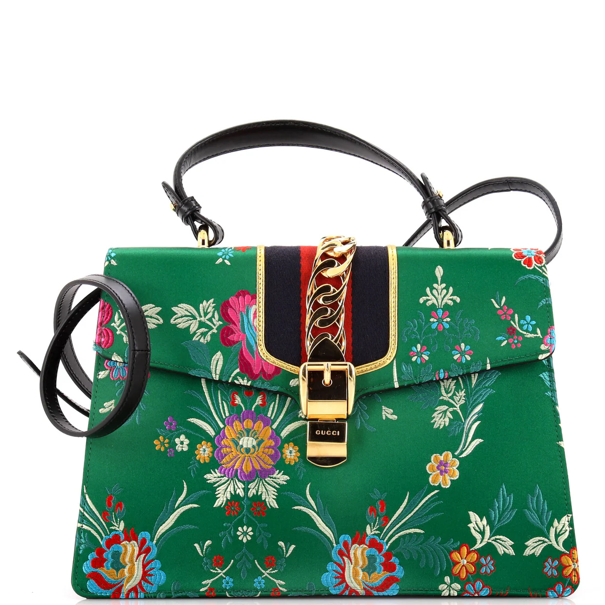 Sylvie Shoulder Bag Floral Jacquard Small - Deep Luxury