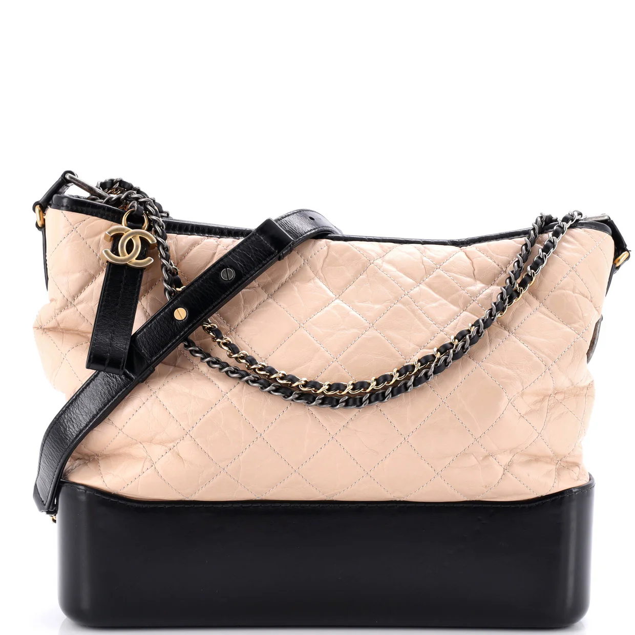 Bicolor Gabrielle Hobo Quilted Aged Calfskin Large - Deep Luxury