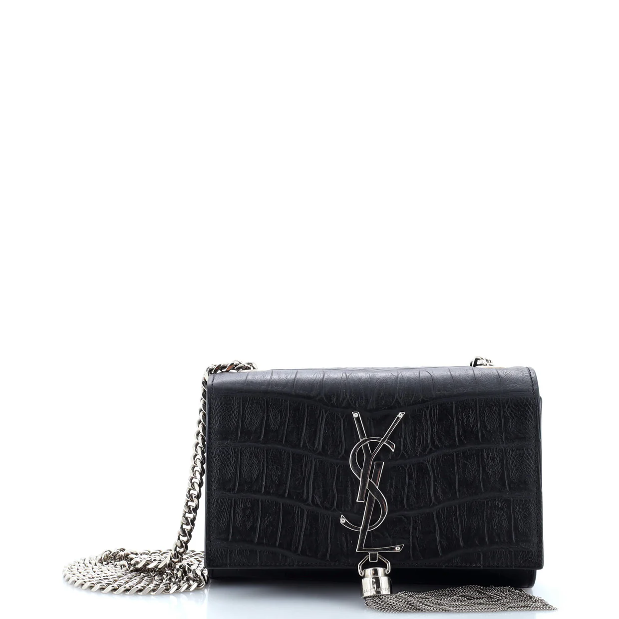 Classic Monogram Tassel Crossbody Bag Crocodile Embossed Leather Small - Deep Luxury