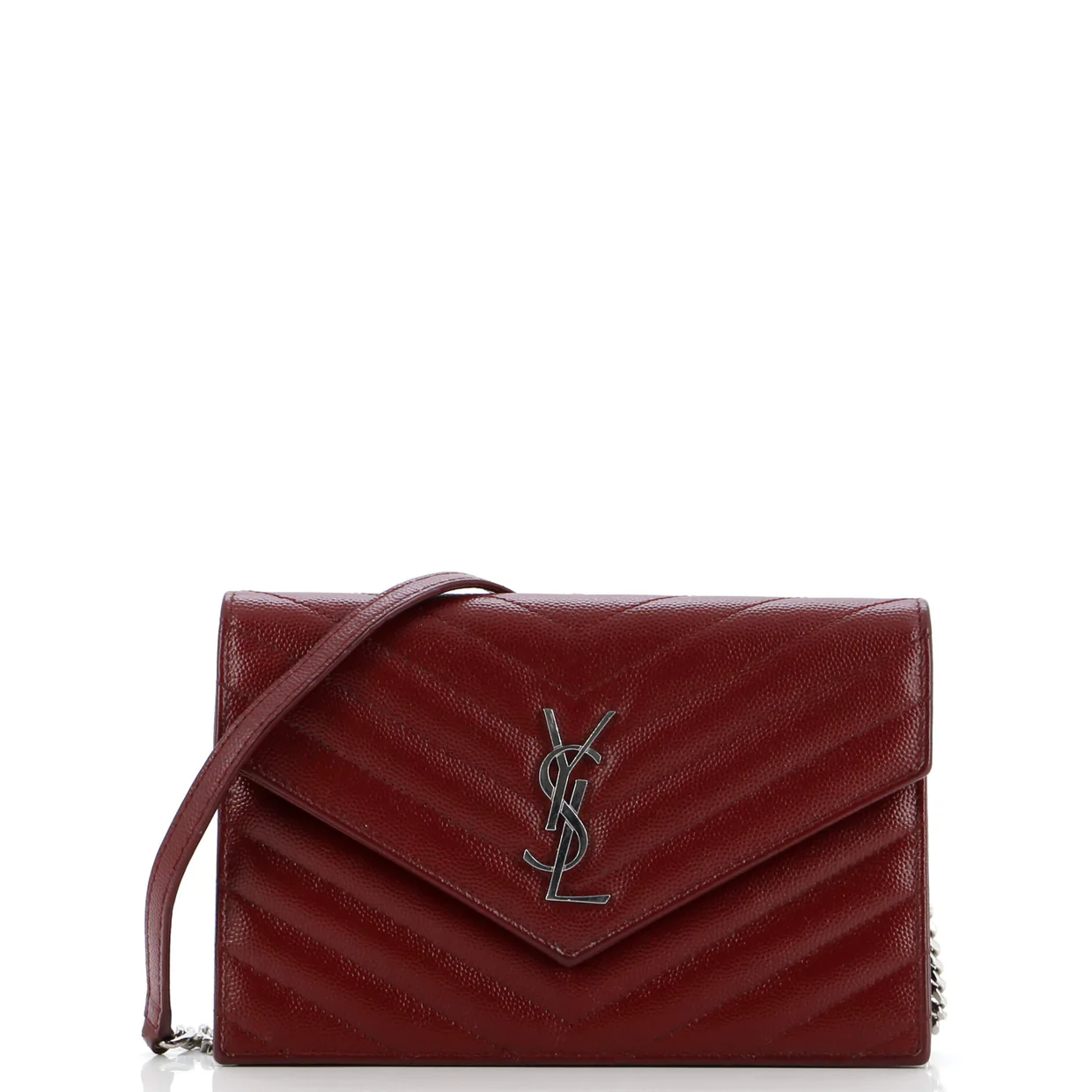 Classic Monogram Wallet on Chain Matelasse Chevron Leather Small - Deep Luxury