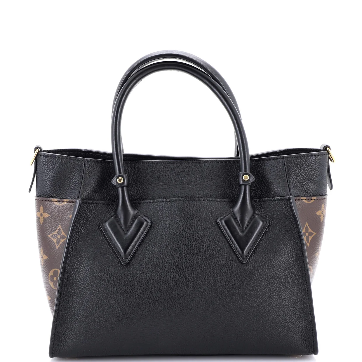 On My Side Tote Leather with Monogram Canvas PM - Deep Luxury