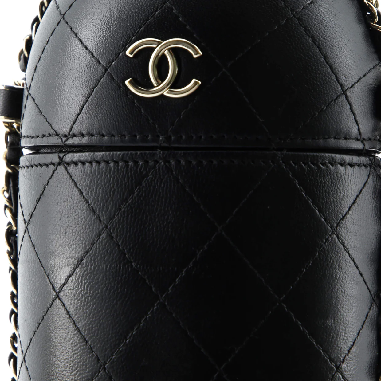 Chain Around Phone Holder Box Crossbody Quilted Lambskin - Deep Luxury