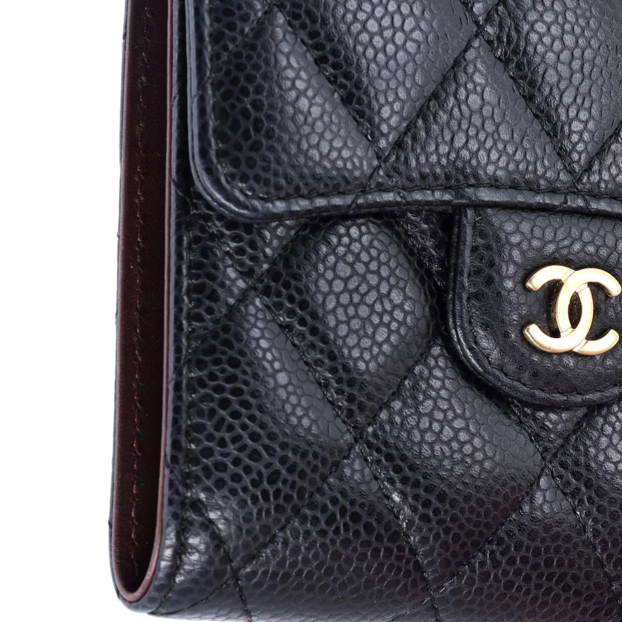 CC Compact Classic Flap Wallet Quilted Caviar - Deep Luxury