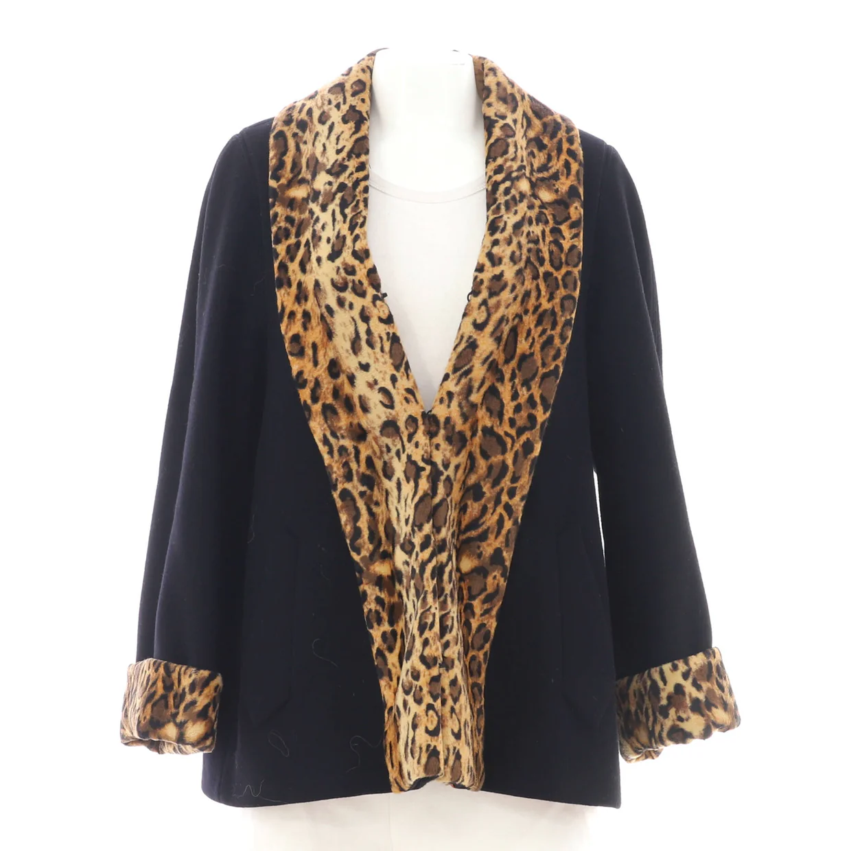 Women's Leopard Panels Coat Wool Blend - Deep Luxury