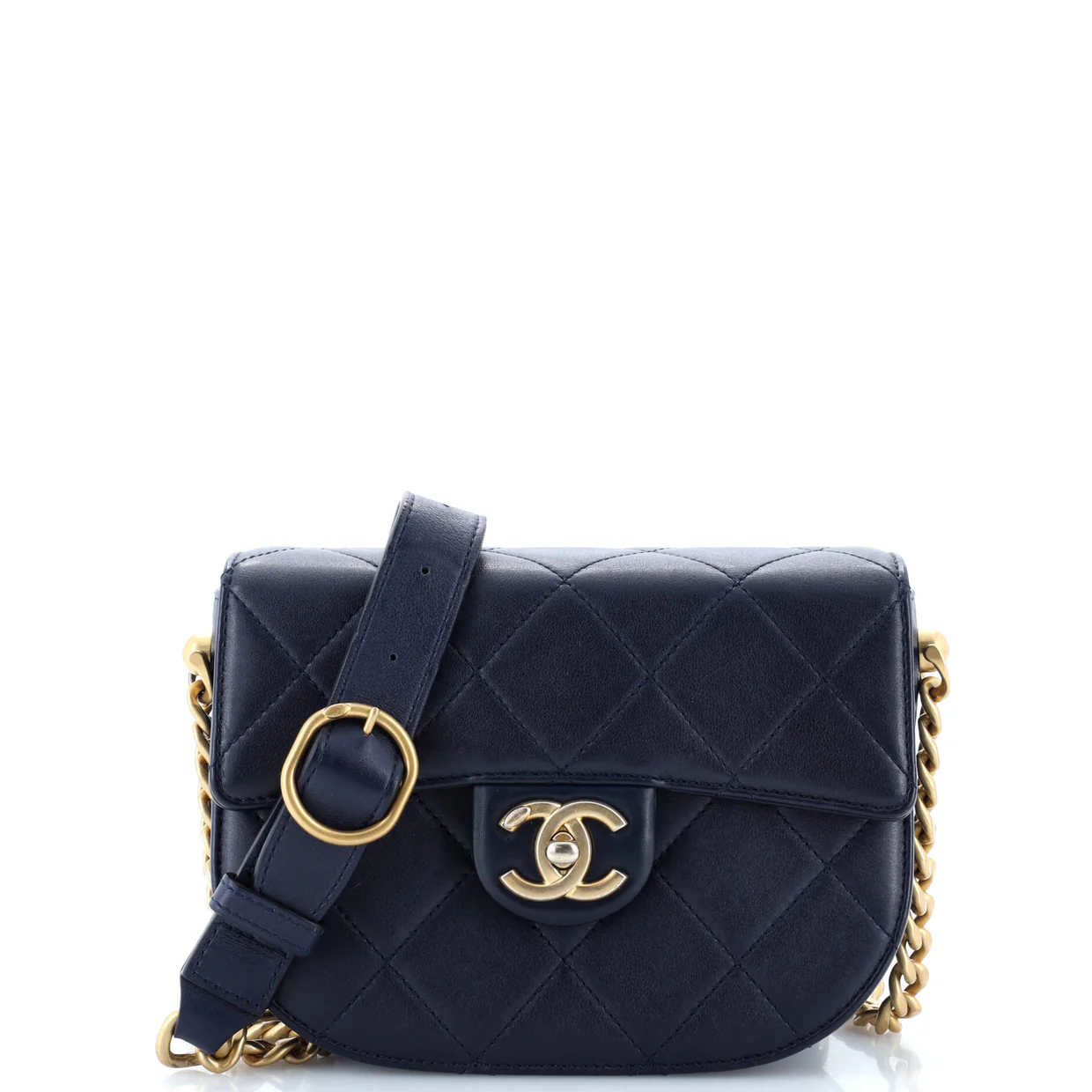 Moon Flap Messenger Bag Quilted Calfskin Mini - Deep Luxury