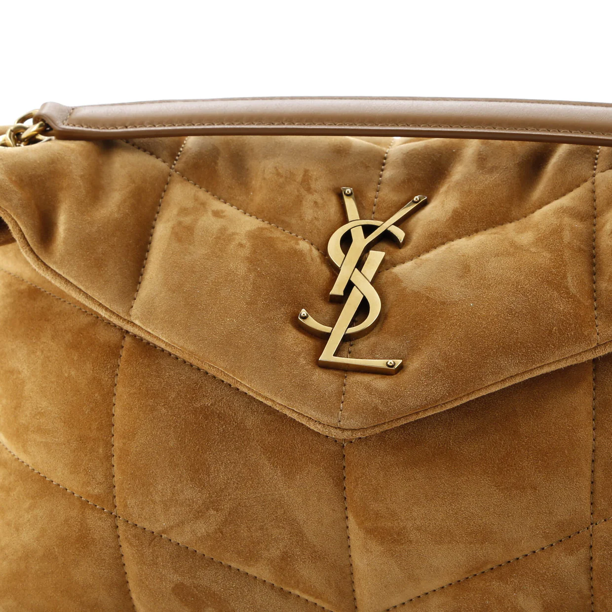 Loulou Puffer Shoulder Bag Quilted Suede Small - Deep Luxury