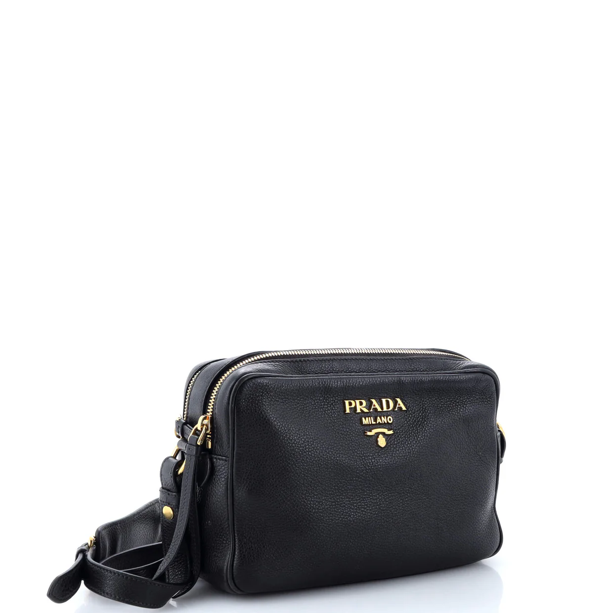 Double Zip Camera Bag Vitello Phenix Medium - Deep Luxury