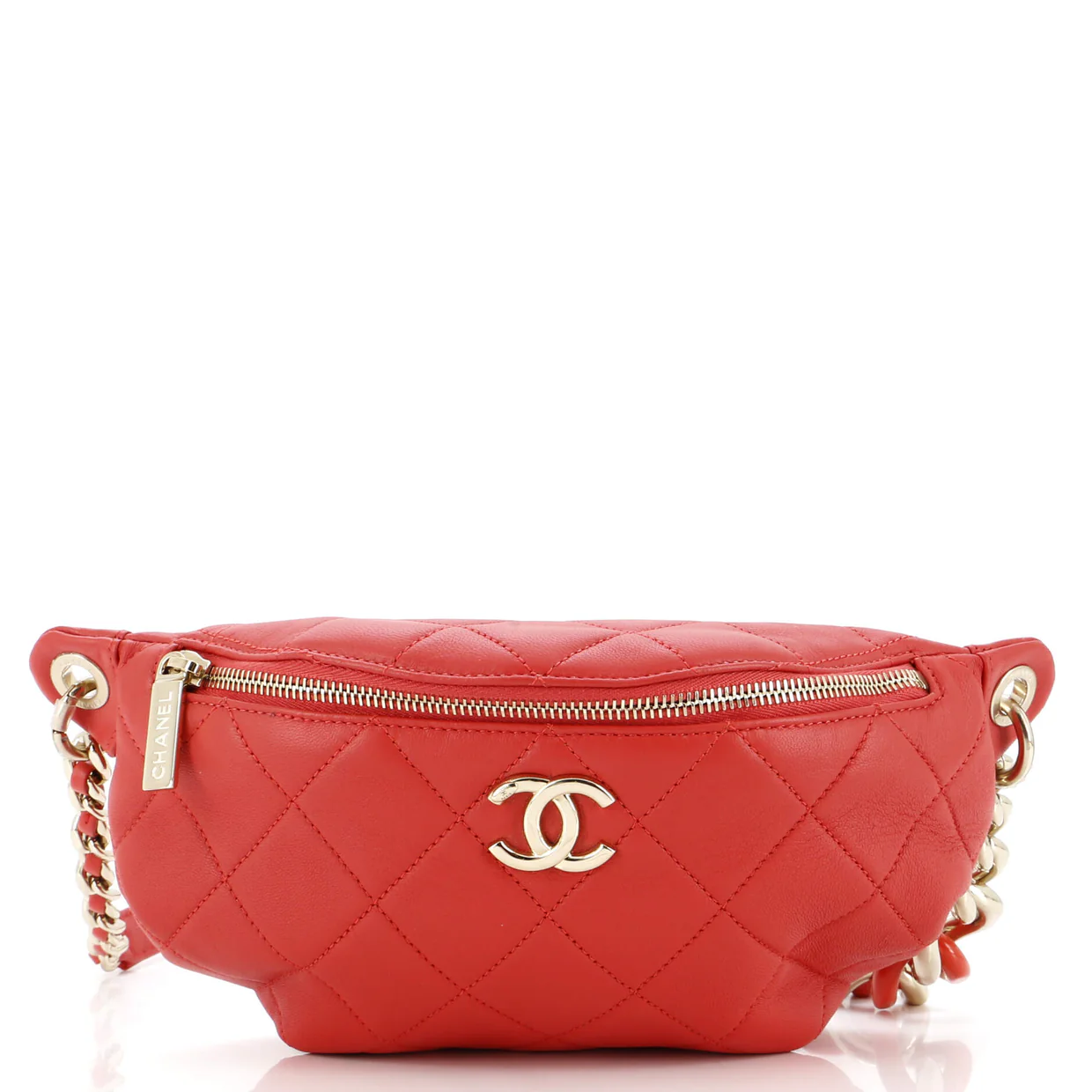 Resin Elegant Chain Belt Bag Quilted Lambskin - Deep Luxury