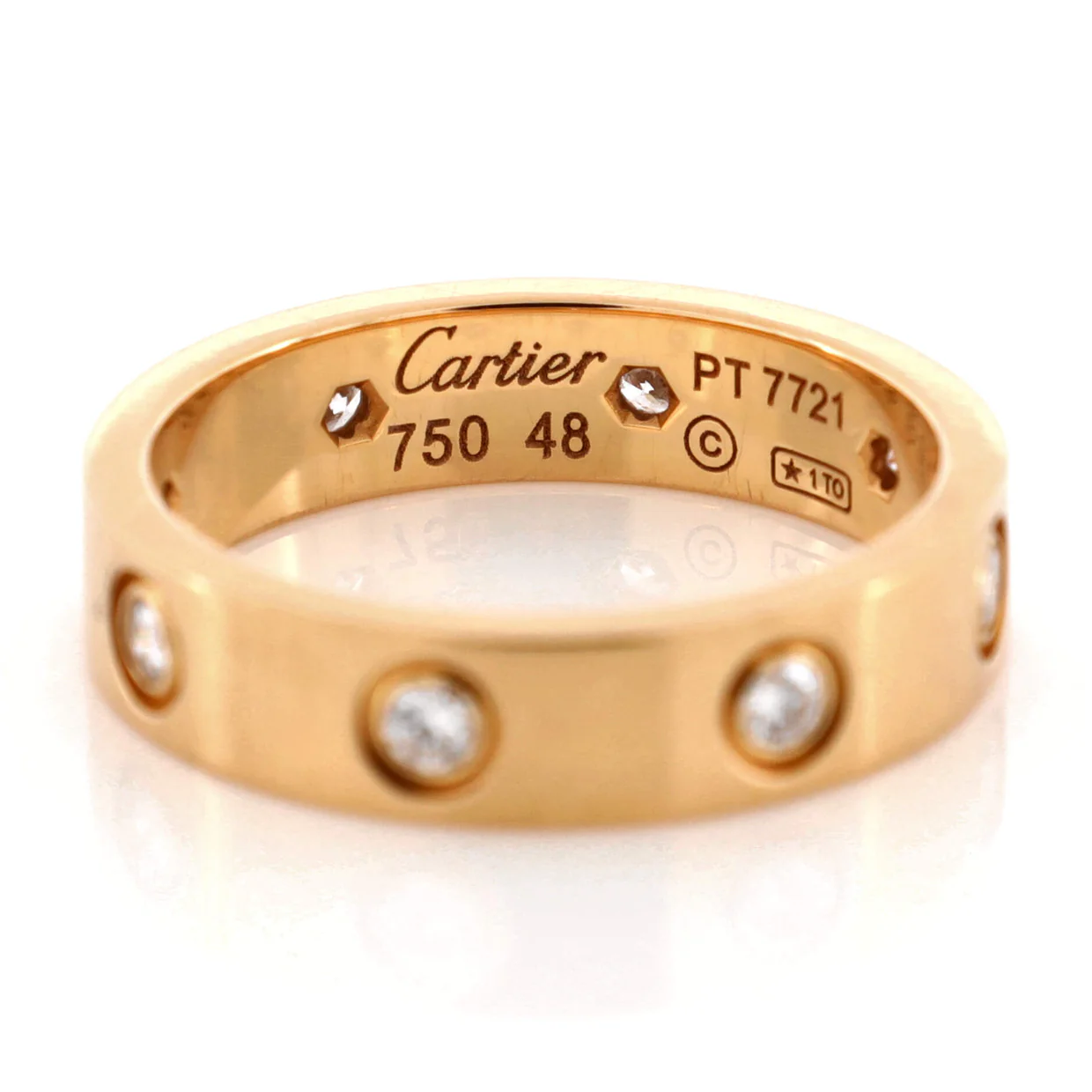 Love Wedding Band 8 Diamonds Ring 18K Rose Gold with Diamonds - Deep Luxury