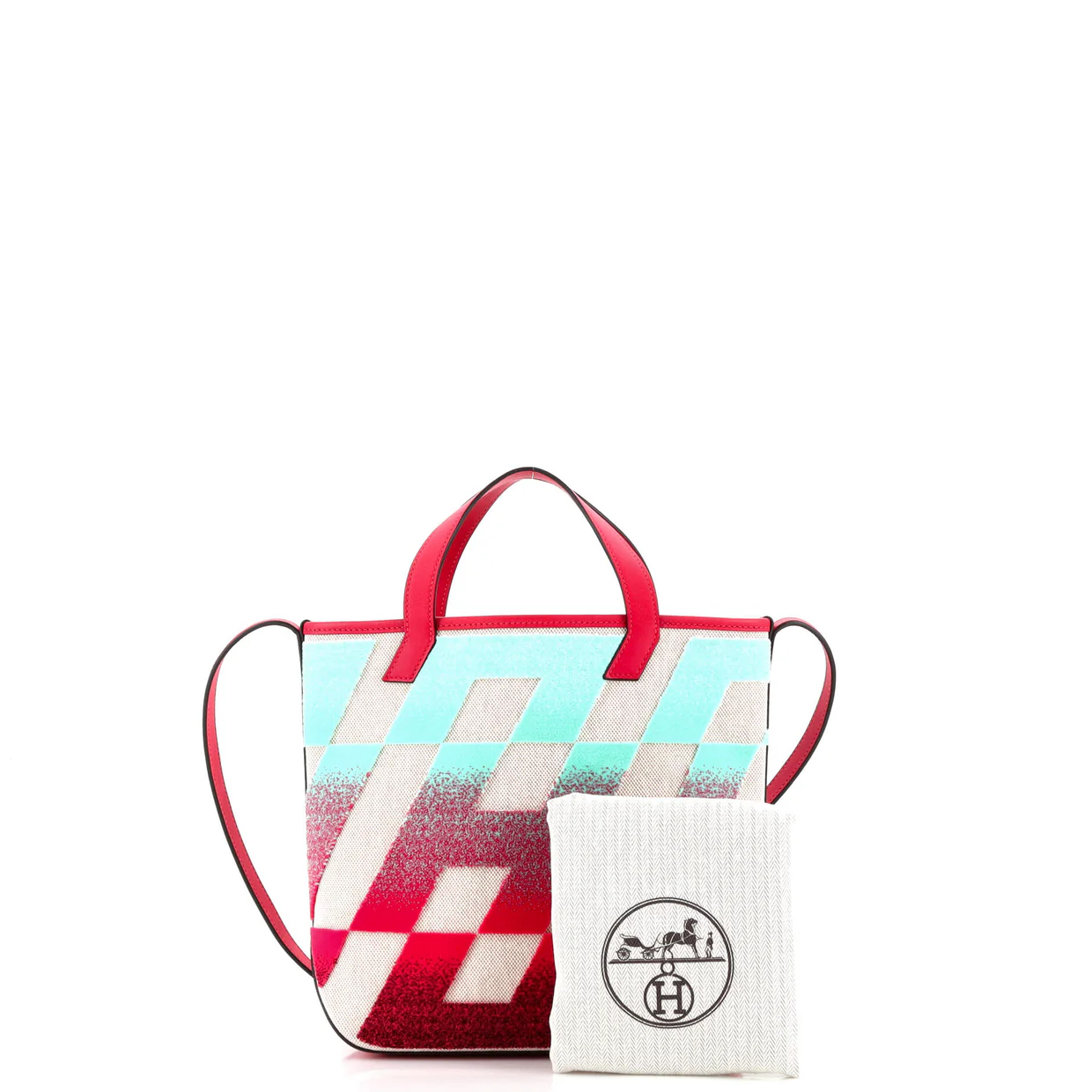 Cabas H en Biais Tote Tufted Motif Canvas with Leather 27 - Deep Luxury