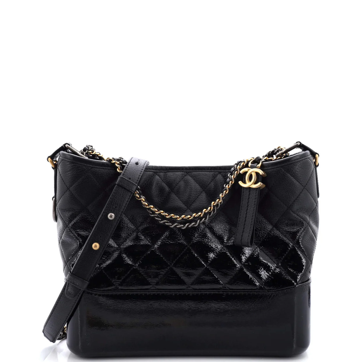 Gabrielle Hobo Quilted Goatskin and Patent Medium - Deep Luxury