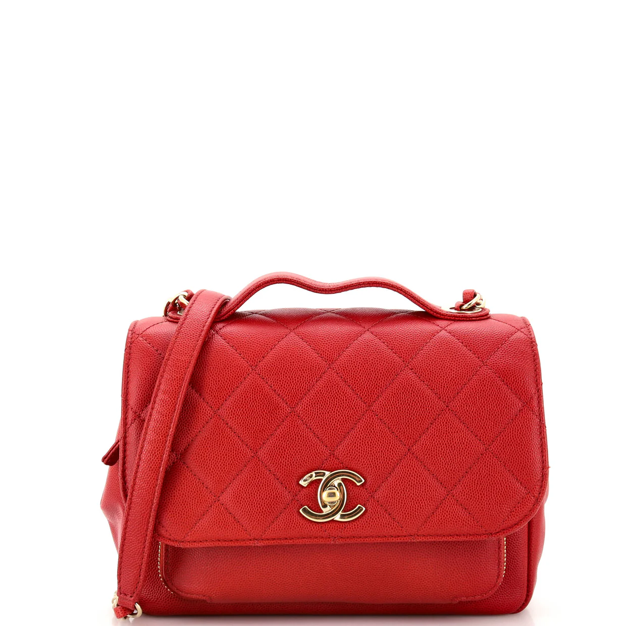 Business Affinity Flap Bag Quilted Caviar Small - Deep Luxury