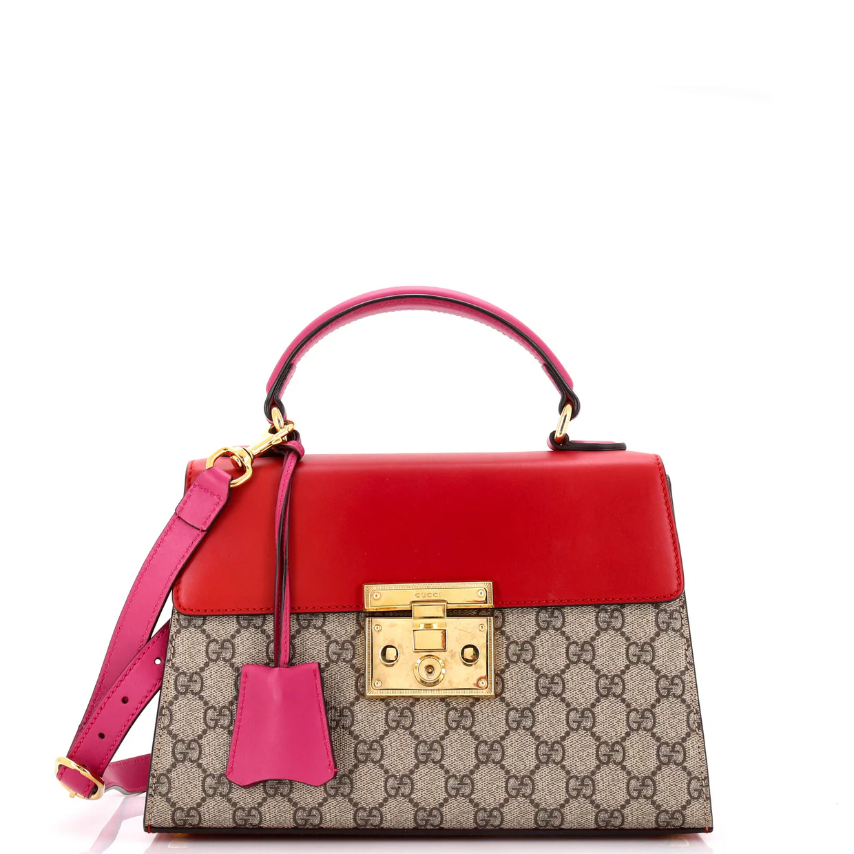 Padlock Top Handle Bag GG Coated Canvas and Leather Small - Deep Luxury