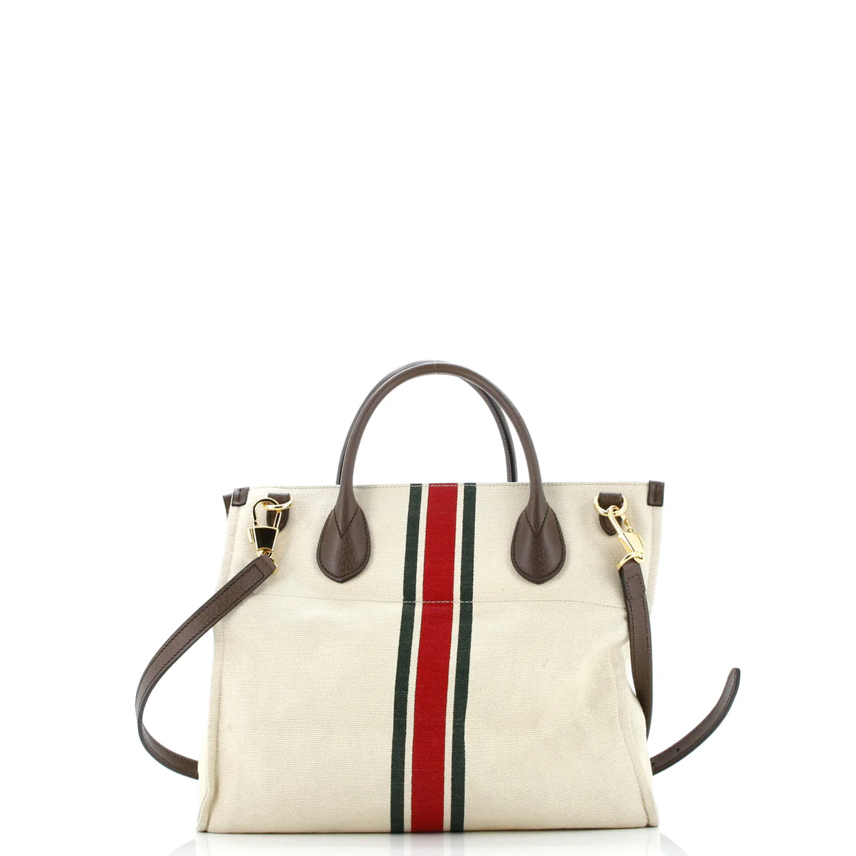 Foldable Web Tote Canvas with Leather Small - Deep Luxury