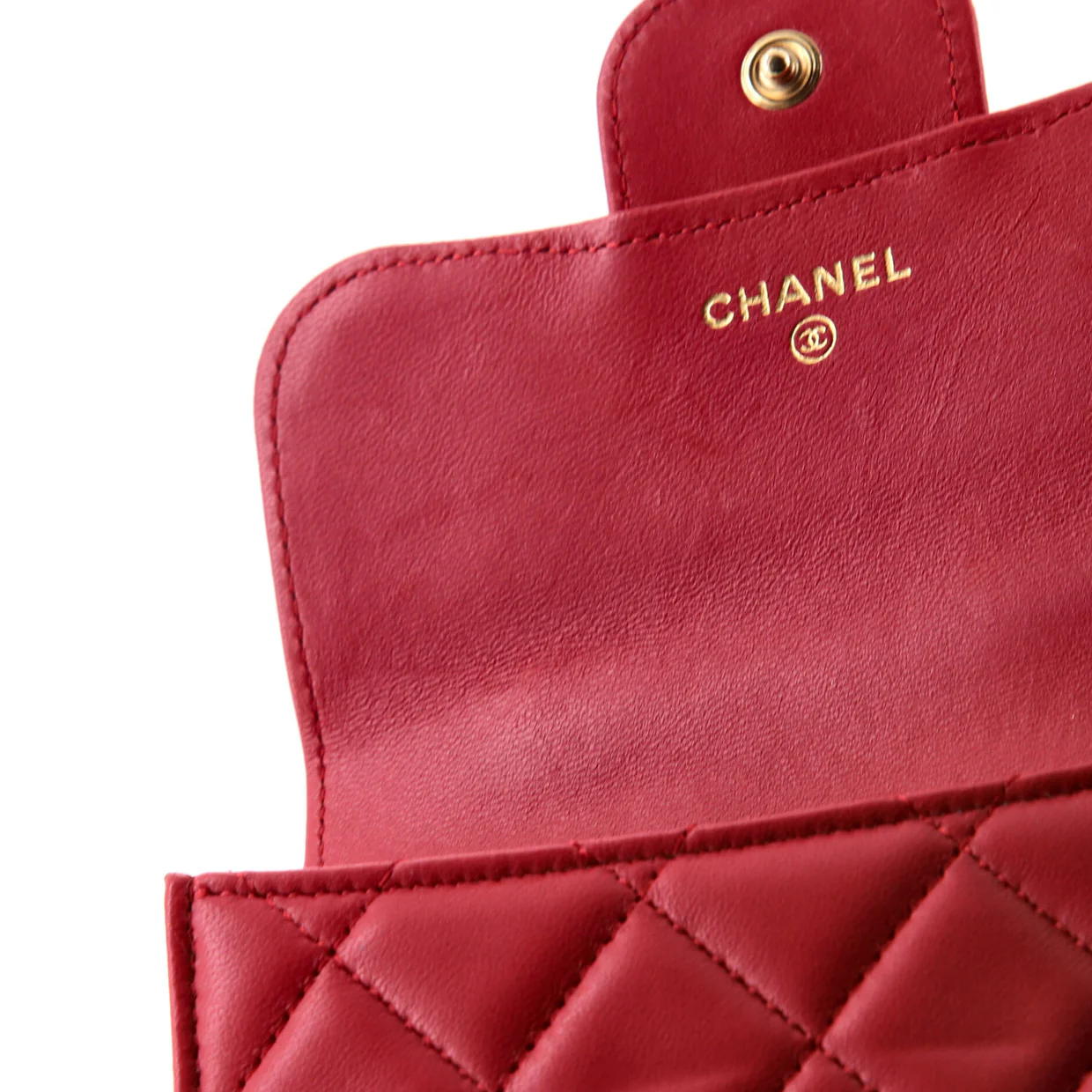Top Handle Flap Coin Purse with Chain Quilted Lambskin - Deep Luxury