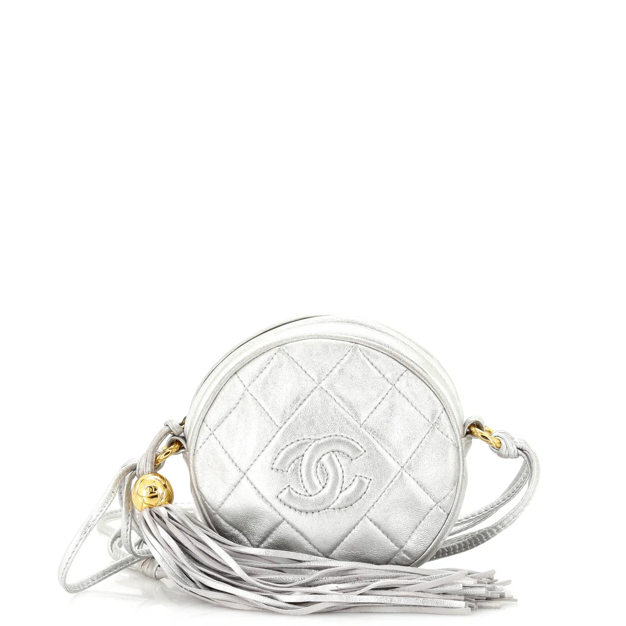 Vintage Round Tassel Crossbody Bag Quilted Leather Mini - Deep Luxury