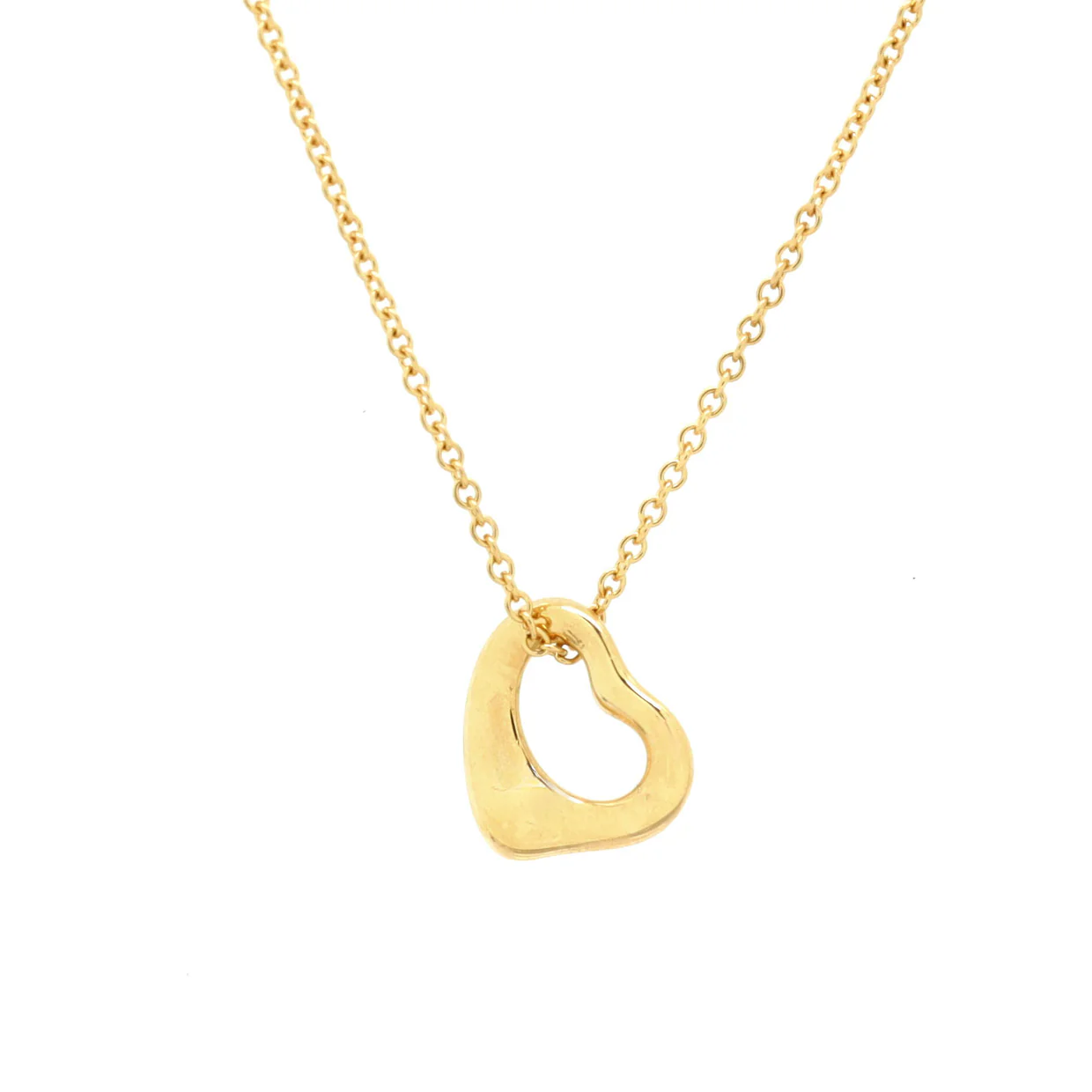 Elsa Peretti Open Heart Pendant Necklace 18K Yellow Gold 11mm - Deep Luxury