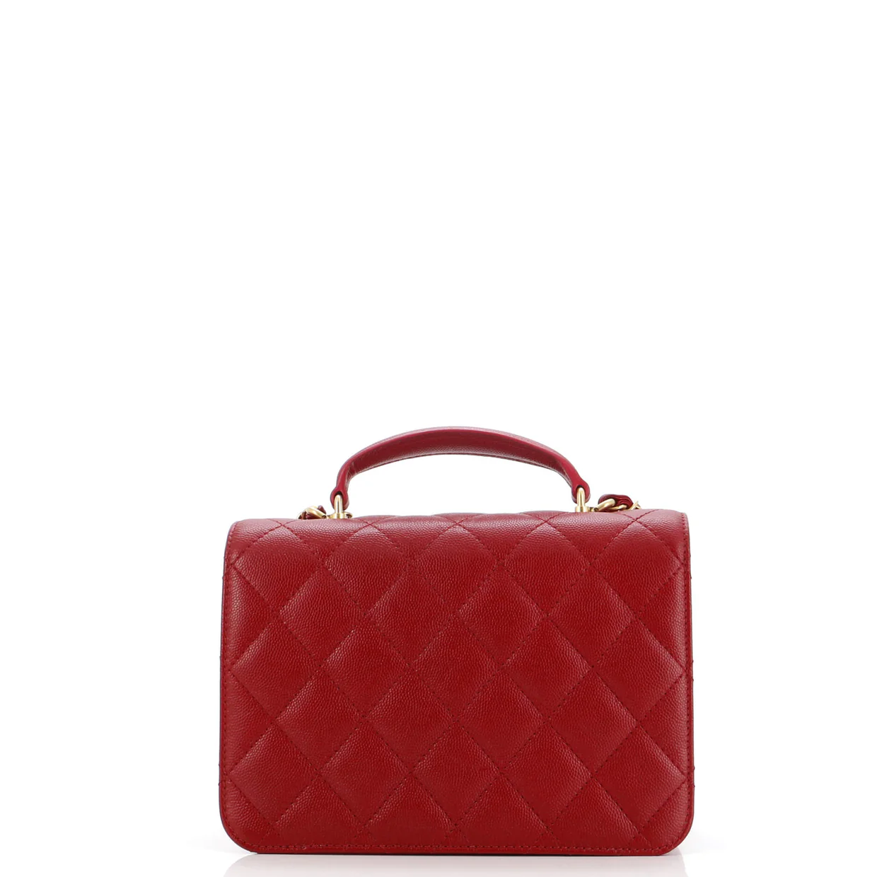 CC Top Handle Chain Full Flap Bag Quilted Caviar Small - Deep Luxury