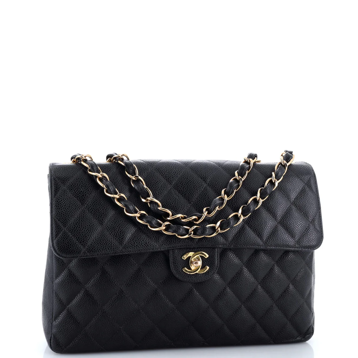 Vintage Square Classic Single Flap Bag Quilted Caviar Jumbo - Deep Luxury