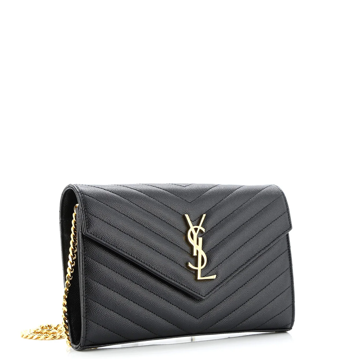 Classic Monogram Wallet on Chain Matelasse Chevron Leather Medium - Deep Luxury