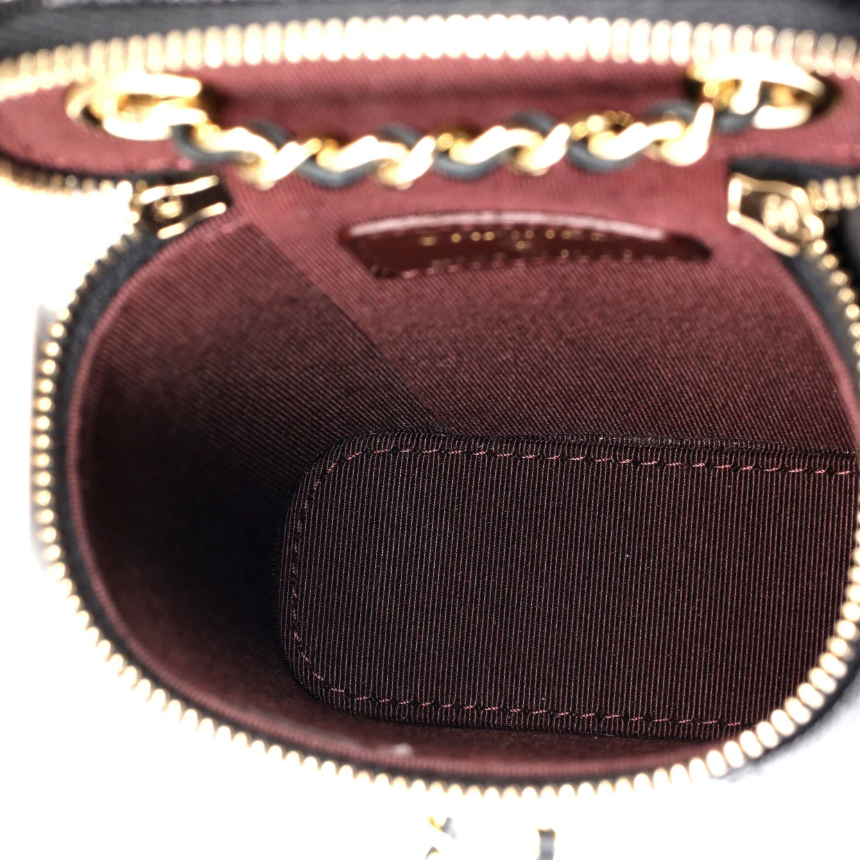 Vertical Classic Vanity Case with Chain Quilted Caviar Small - Deep Luxury