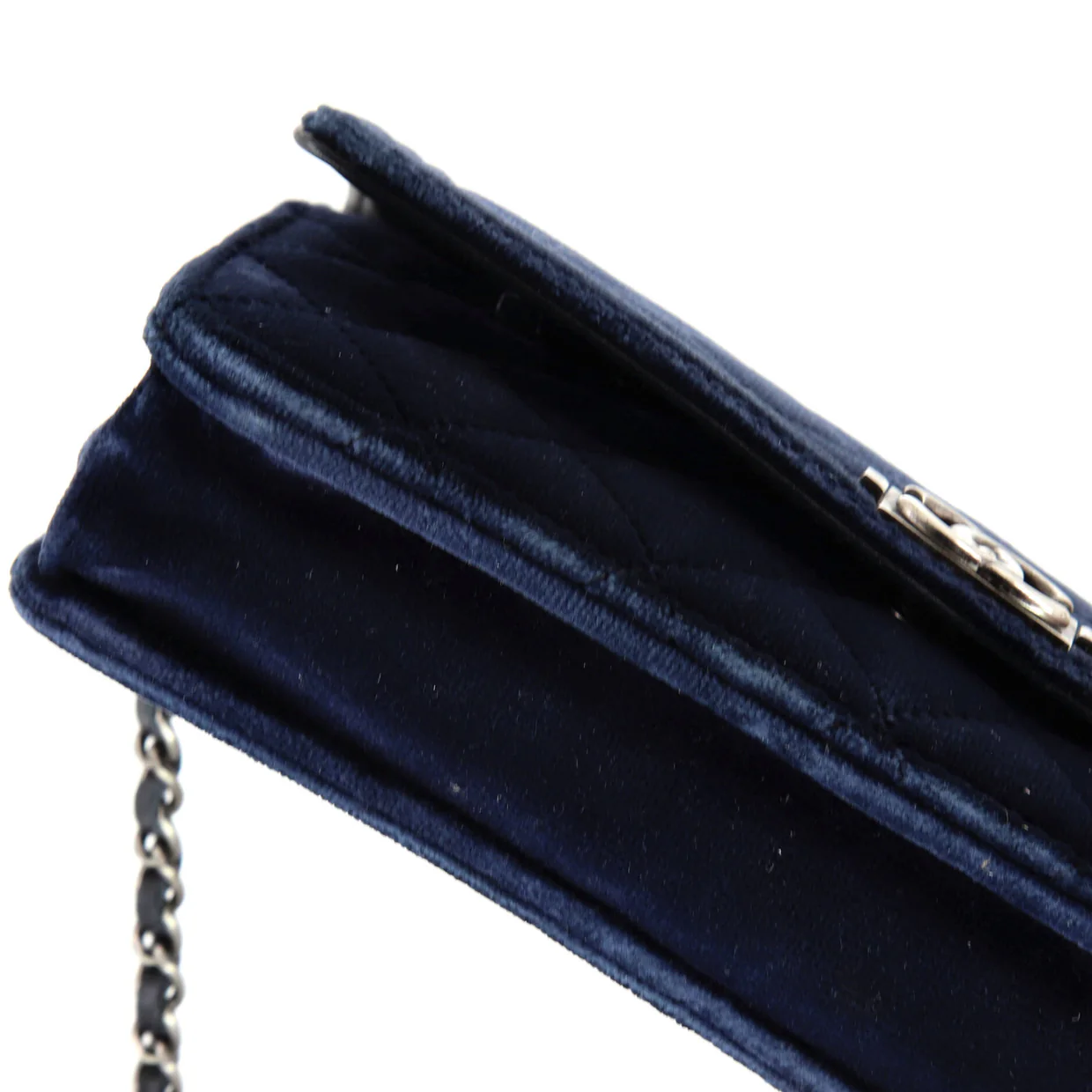 Boy Wallet on Chain Quilted Velvet - Deep Luxury