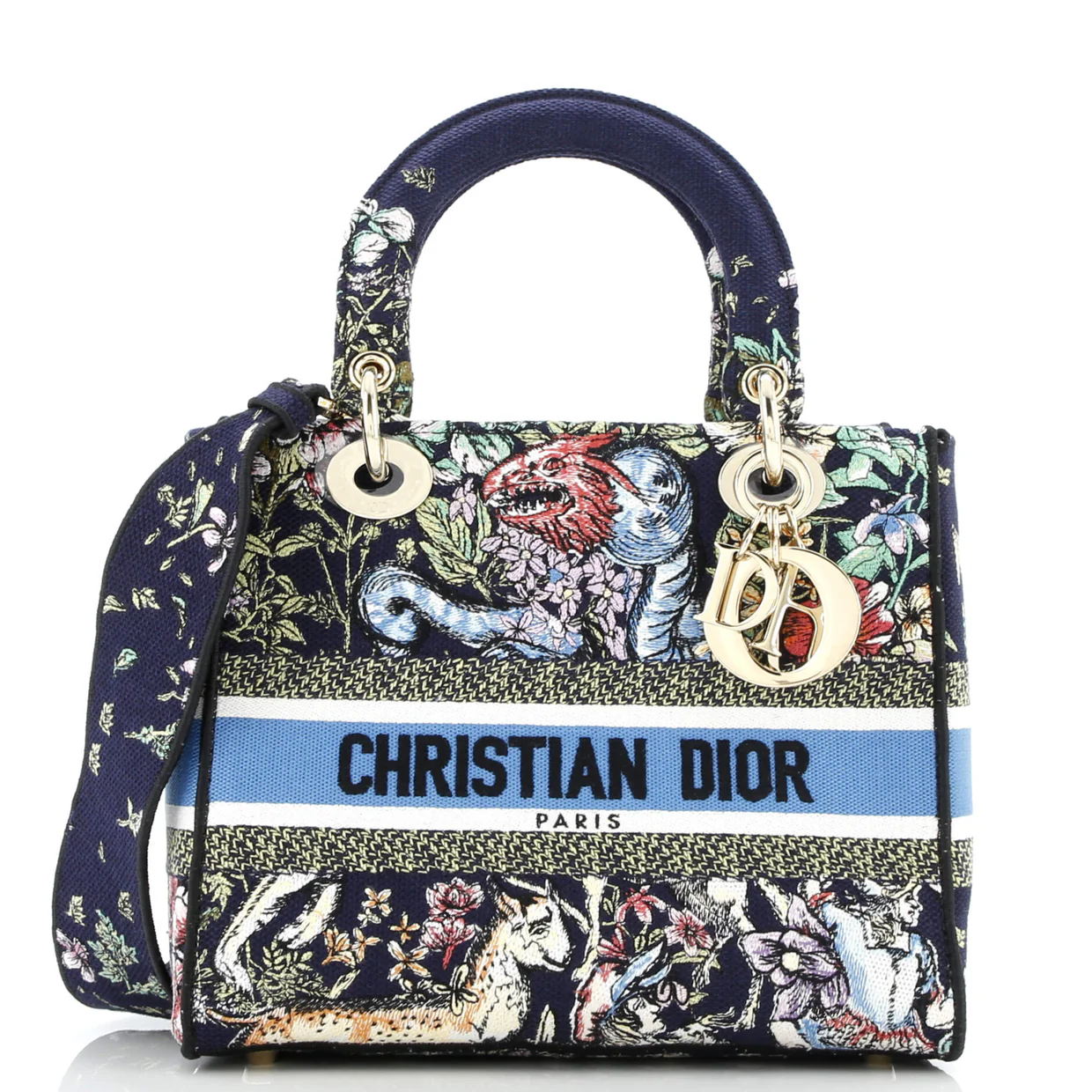 Lady D-Lite Bag Embroidered Canvas Medium - Deep Luxury