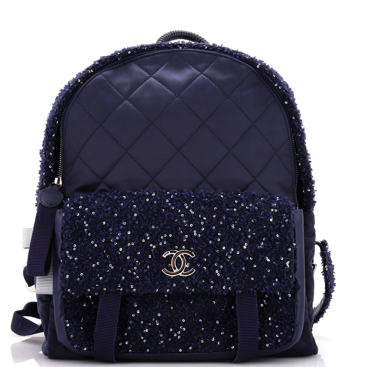 Astronaut Essentials Backpack Quilted Nylon with Tweed Medium - Deep Luxury