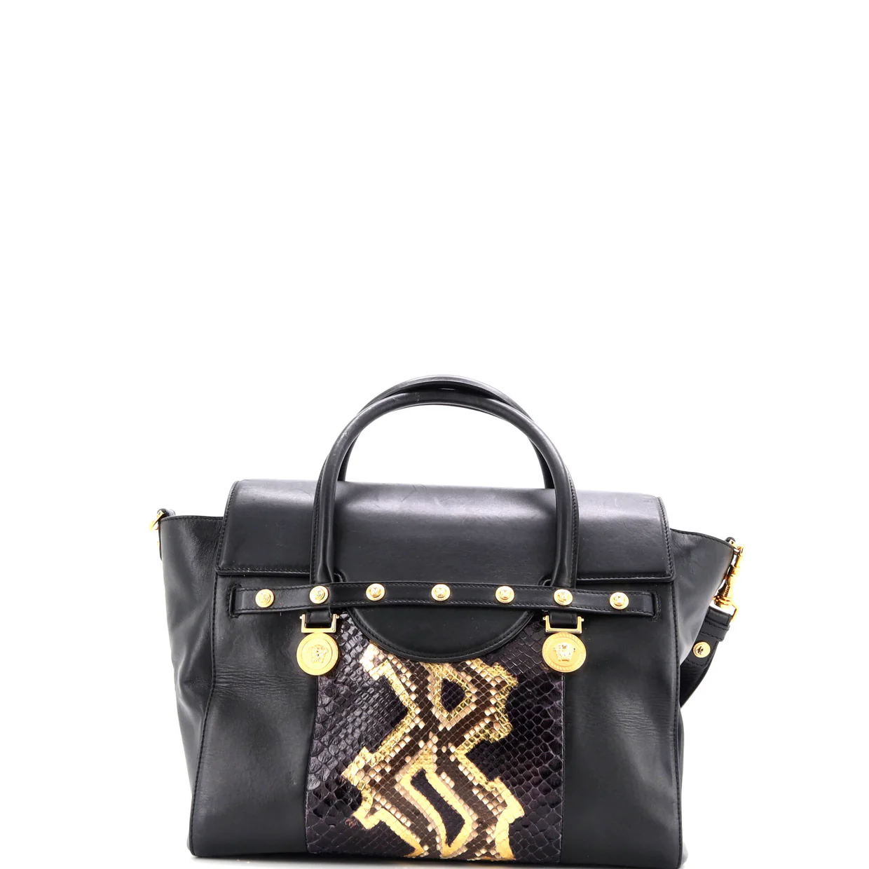 Signature Bag Leather with Python Large - Deep Luxury