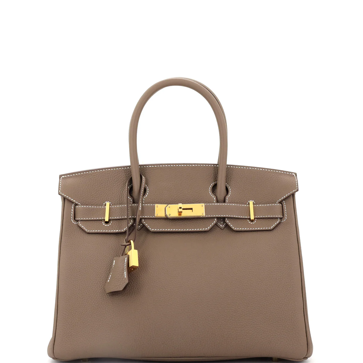 Birkin Handbag Grey Clemence with Gold Hardware 30 - Deep Luxury