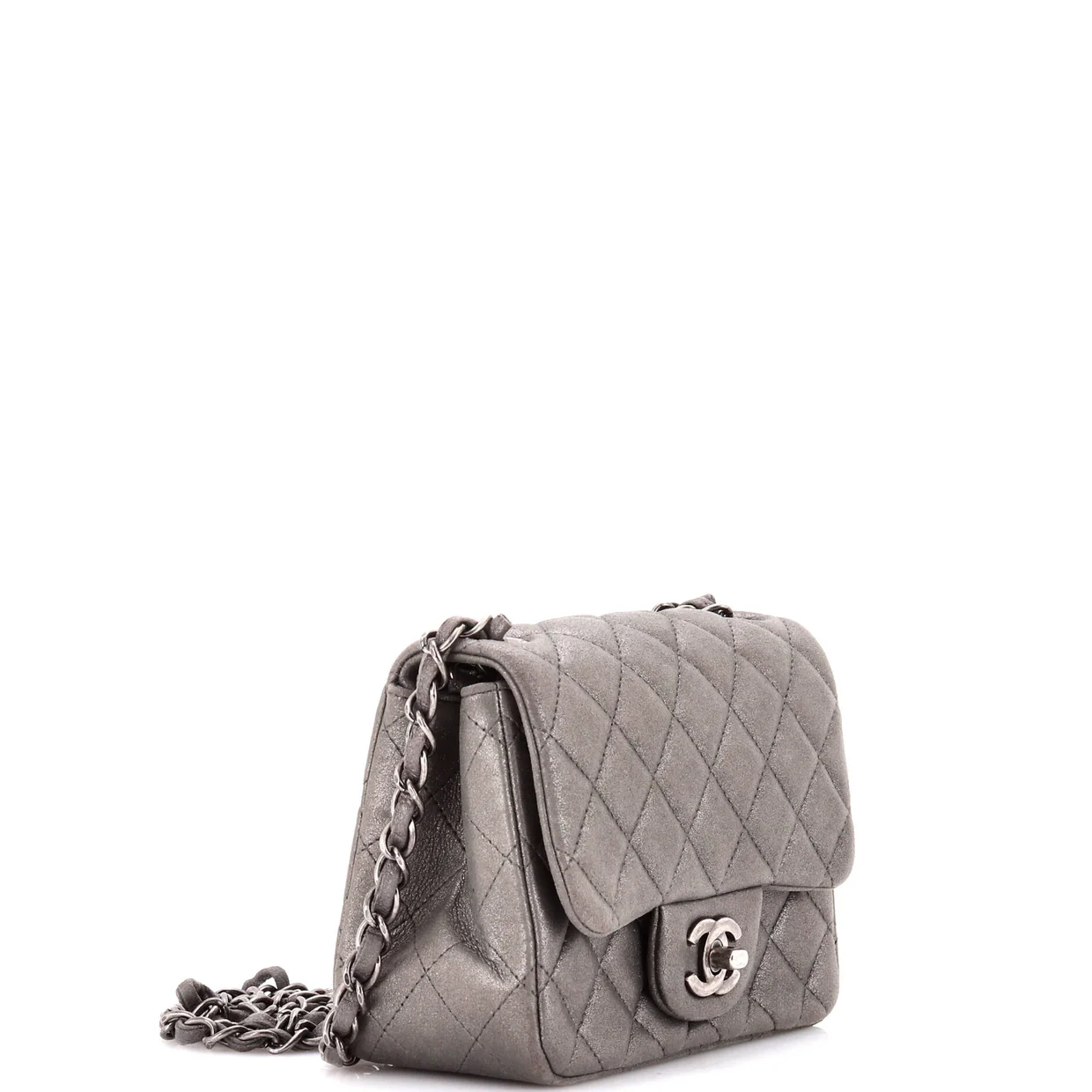 Square Classic Single Flap Bag Quilted Metallic Lambskin Mini - Deep Luxury