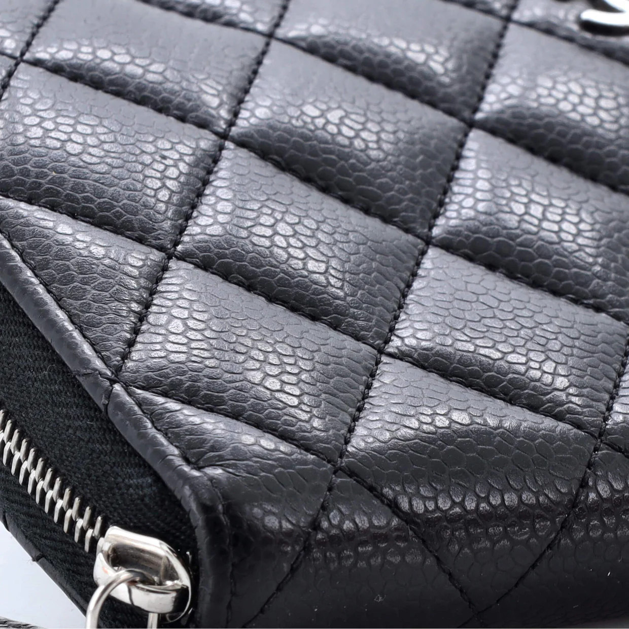 Zip Around Wallet Quilted Caviar Long - Deep Luxury