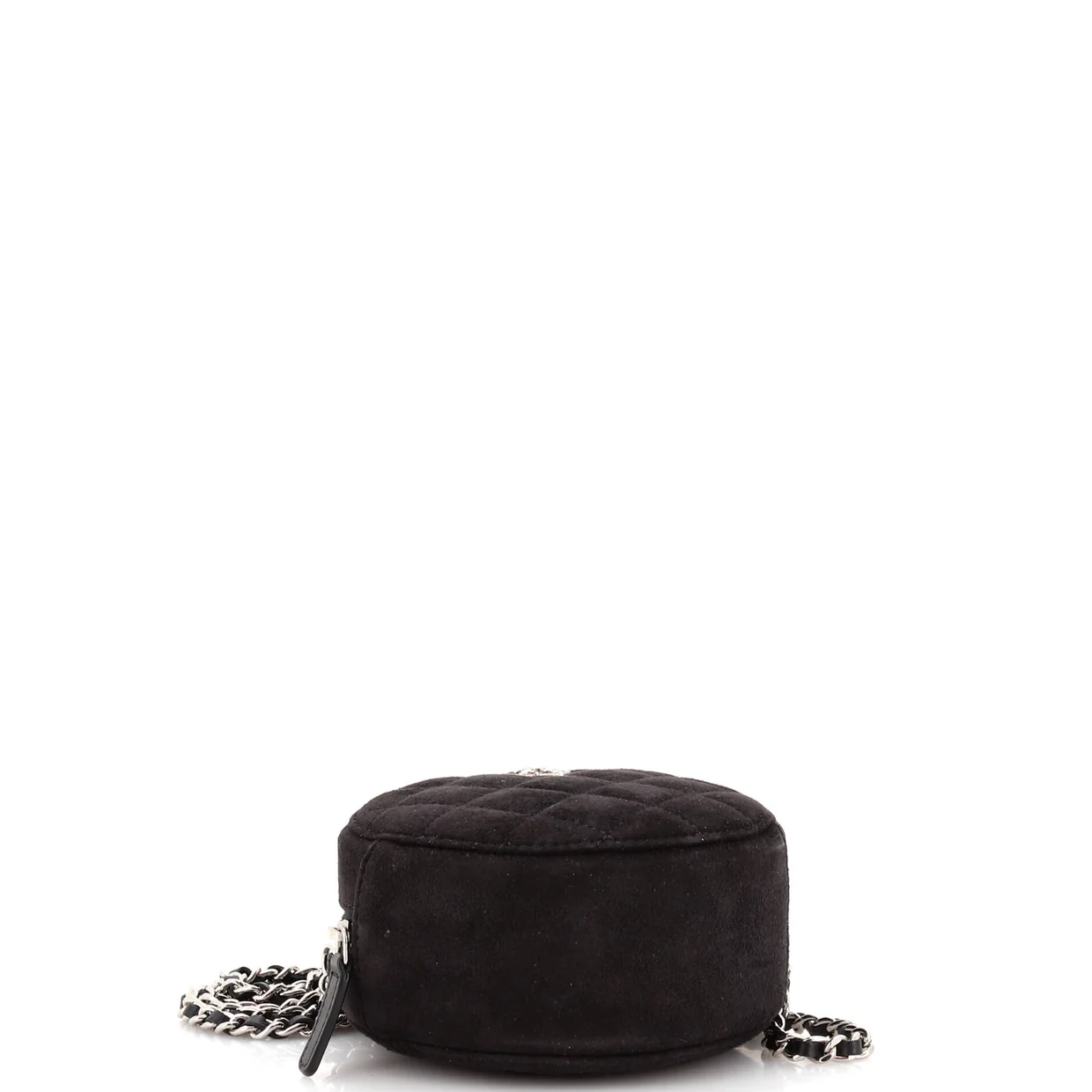 Star Round Clutch with Chain Quilted Suede with Crystal Embellished Charms - Deep Luxury