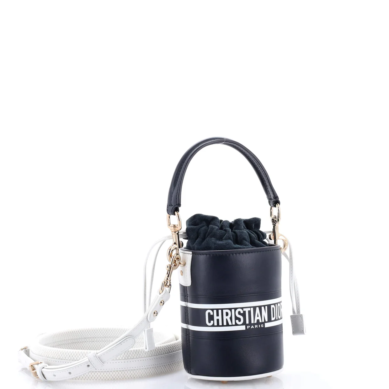 Vibe Drawstring Bucket Bag Leather Small - Deep Luxury