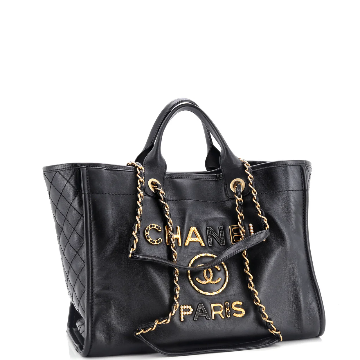 Deauville Tote Embellished Shiny Calfskin Medium - Deep Luxury