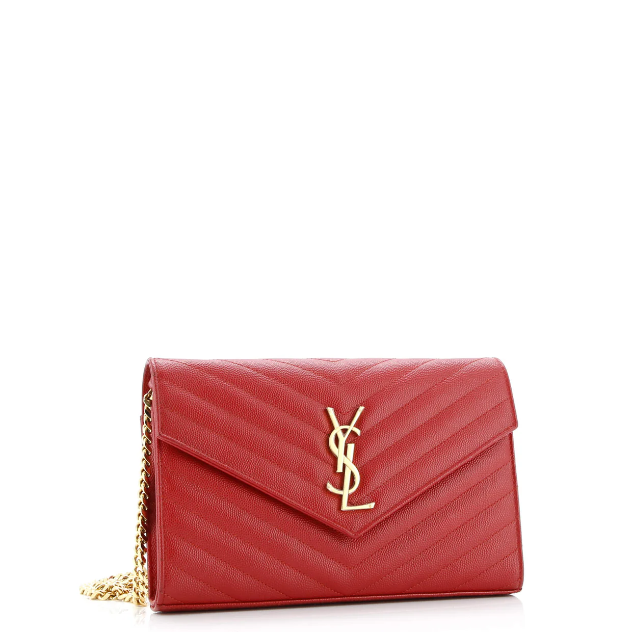 Classic Monogram Wallet on Chain Matelasse Chevron Leather Medium - Deep Luxury