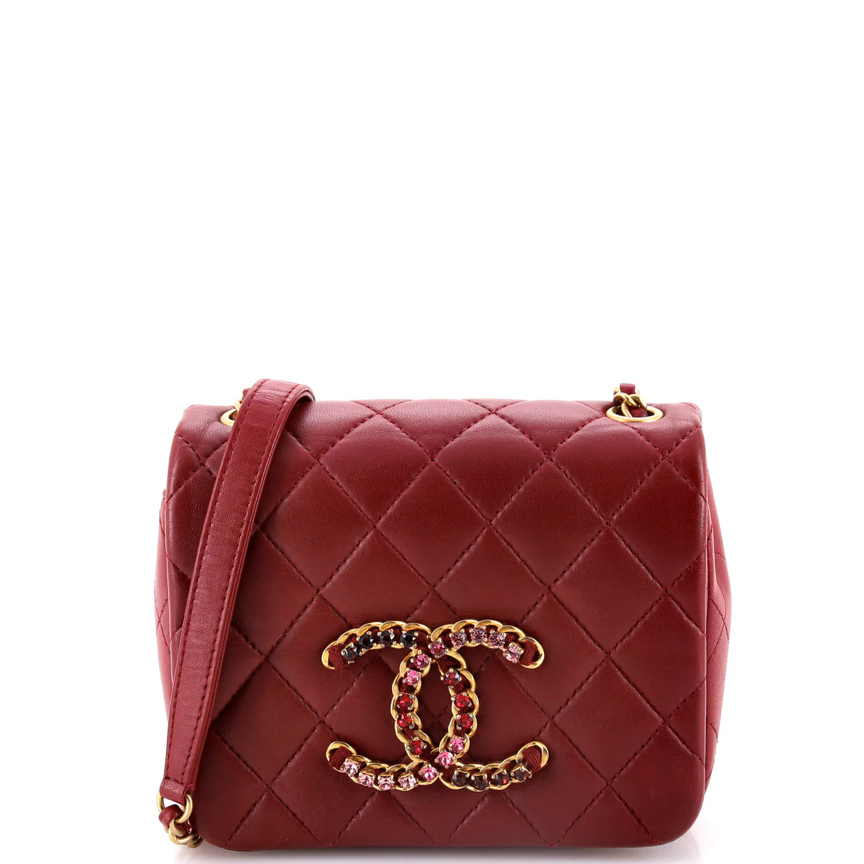 Crystal CC Full Flap Bag Quilted Lambskin Mini - Deep Luxury