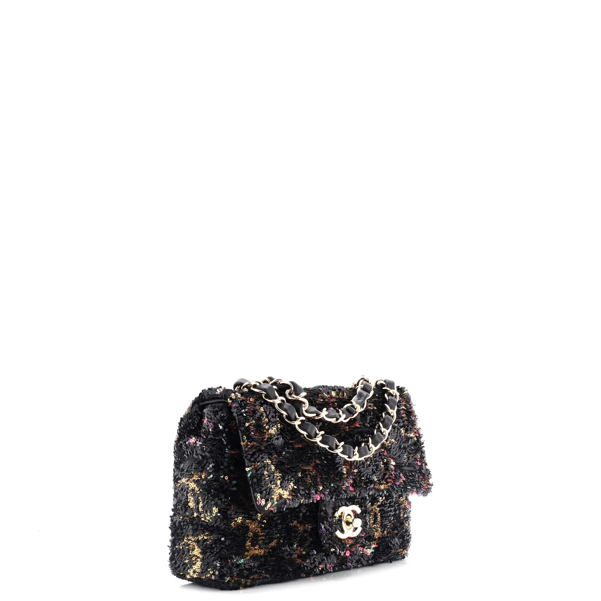 Chain Flap Bag CC Multicolor Reversible Sequins Mini - Deep Luxury