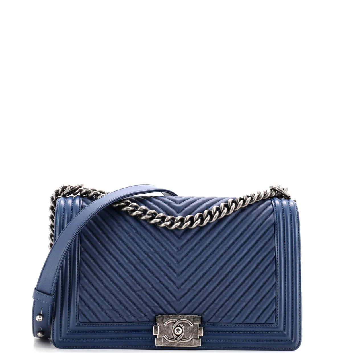 Boy Flap Bag Chevron Wrinkled Lambskin New Medium - Deep Luxury