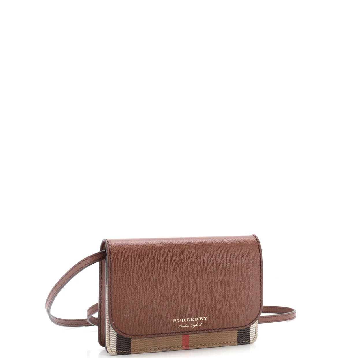 Hampshire Wallet on Chain Leather and House Check Canvas - Deep Luxury