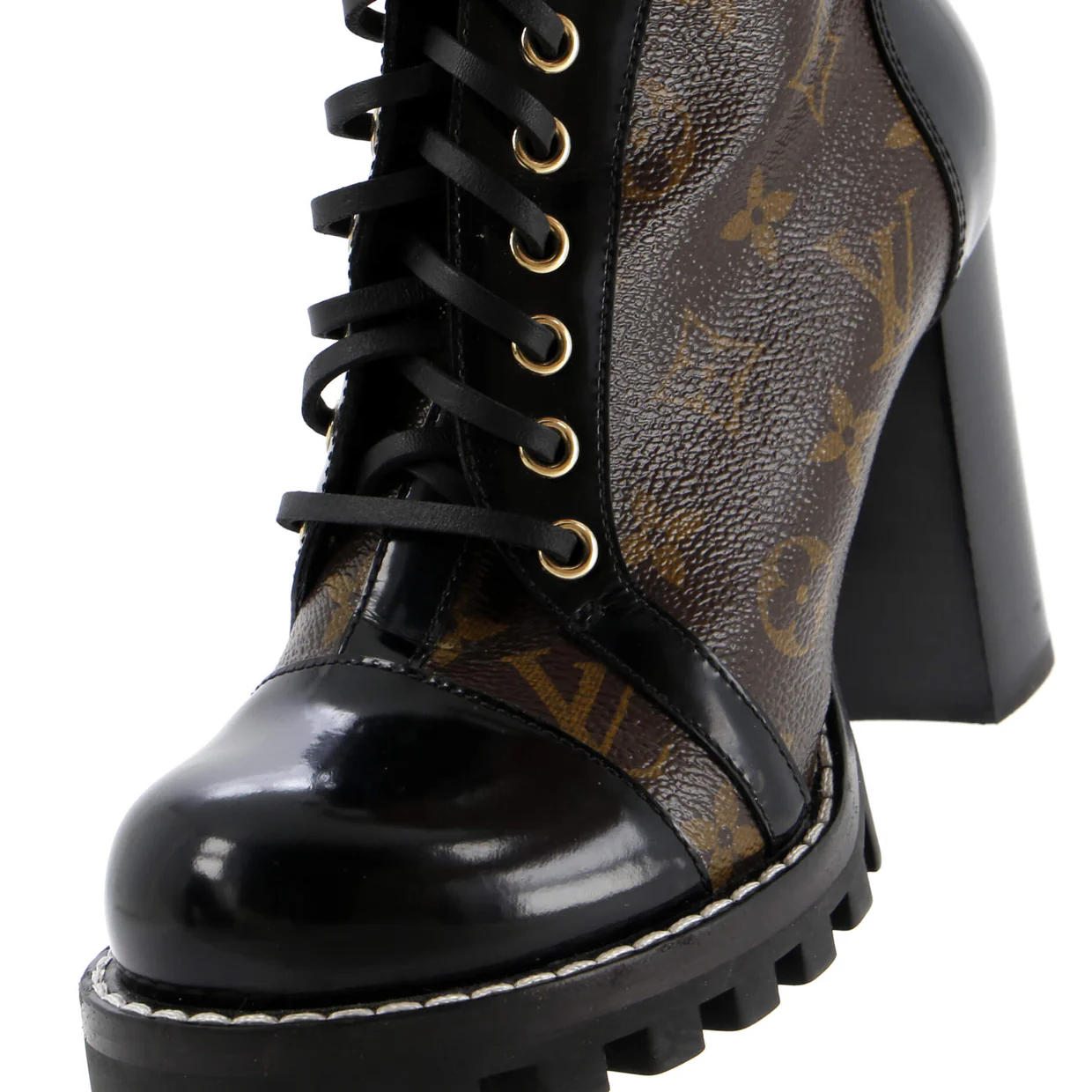 Women's Star Trail Ankle Boots Monogram Canvas with Patent - Deep Luxury