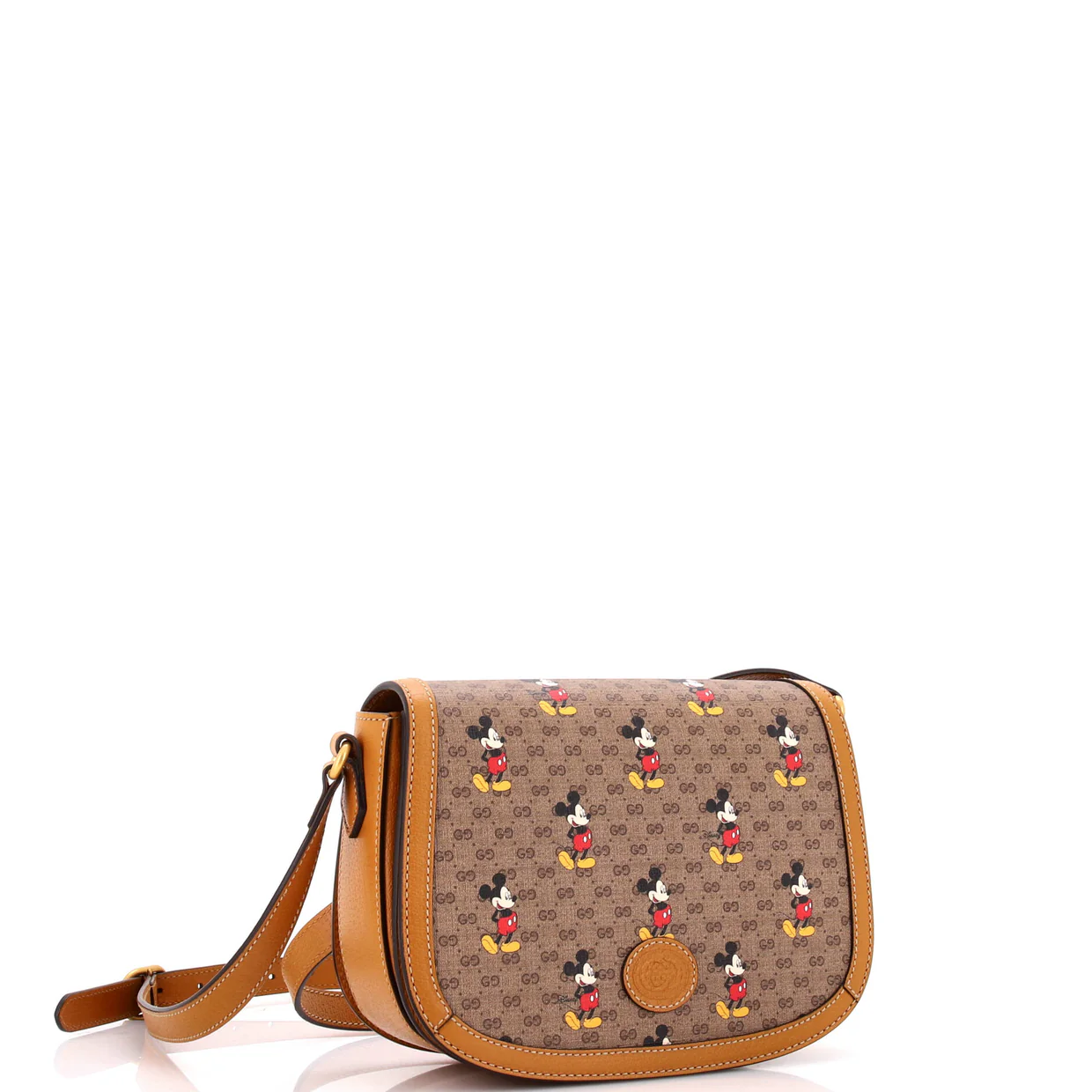 Disney Mickey Mouse Flap Shoulder Bag Printed Mini GG Coated Canvas Small - Deep Luxury