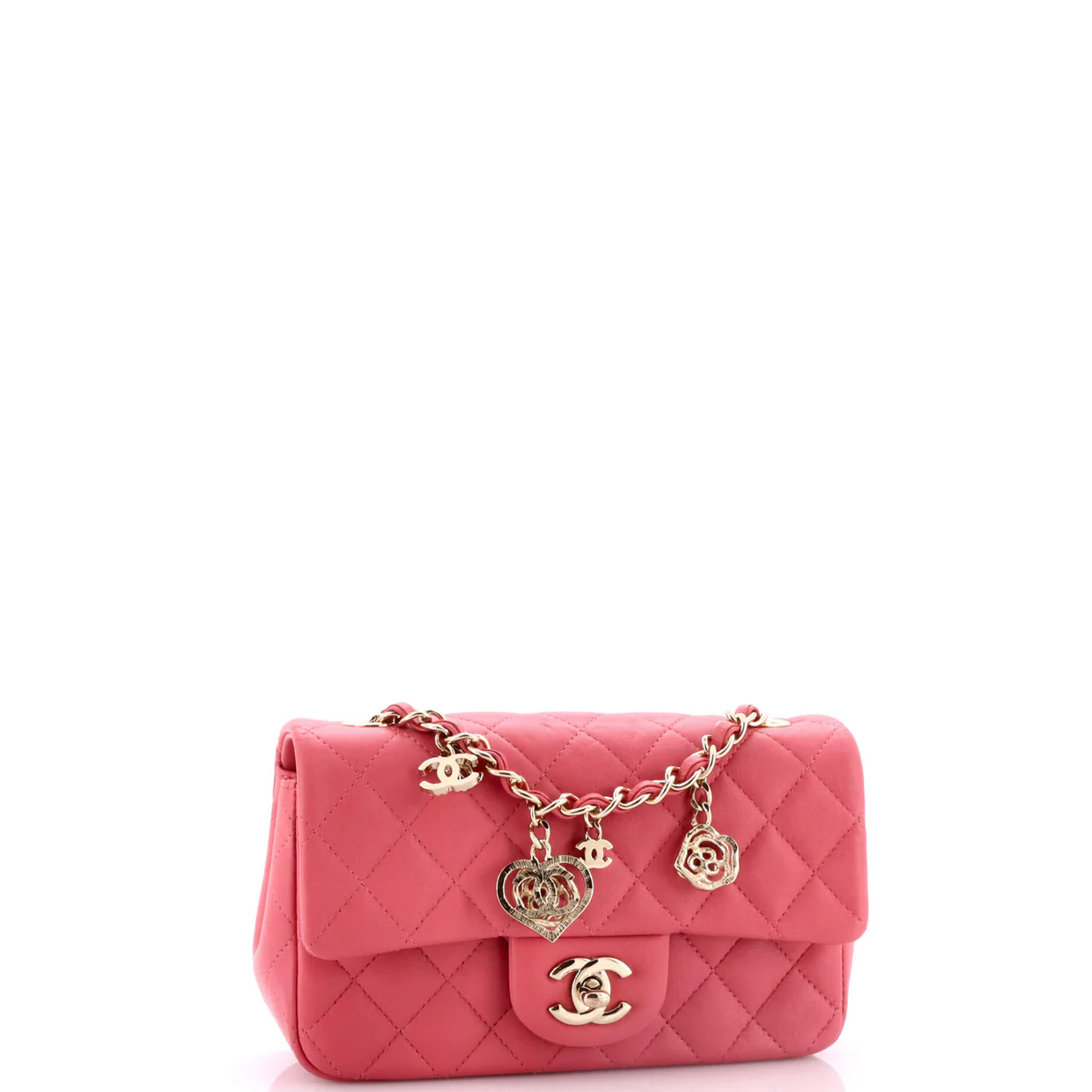 Valentine Crystal Hearts Flap Bag Quilted Lambskin Mini - Deep Luxury